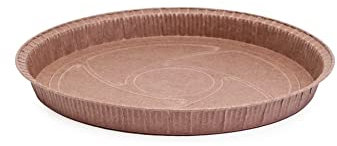 Ecopack Lot de 8 moules ronds en papier jetables pour tartes, gâteaux et quiches en papier antiadhésif, adaptés au four max à 220 °C, dimensions 25 x 2,5 cm, marron