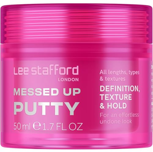 Lee Stafford Hair Styling Pomade | Messed Up Putty - Lighweight, Pliable Manipulator Shaping Wax for All Lengths, Firm Hold for Texturising & Definition, Gum Paste for Men & Women, 50 ml