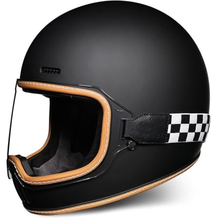 Full face Motorrad Helm Vintage Integralhelm DOT/ECE-Zugelassenes Motorrad-Elektrofahrzeug Vier Jahreszeiten Männer Und Frauen Motorrad-Laufhelm Elektrisch J,XXL