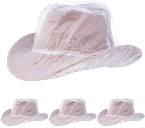Cowboy Hat Rain Covers Plastic Hat Waterproof Cover for Dust Unisex Travel Cowboy Hat Storage White