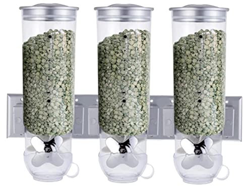 Wall Mounted Dry Goods Dispenser - Storage of Cereal Containers, Cereal Dispenser Wall Mounted | Duraable Cereal Triple Container, Triple Dry Food Dispenser, Container Dispenser