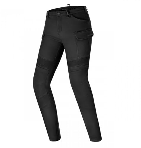 SHIMA Giro Motorrad Hose Damen mit Protektoren Airforce Knieprotektoren Motorradhose Kurzgrößen Hosen für Mann Protektorenhose Textilhose Urban Stretch Cargohose Lang (Frauen, Schwarz, 28/32)
