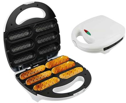 NISMIA 750W waffle corn dog maker, non-stick kitchen baking machine, hot dog cheese stick pressing iron, makes 6 mini corn dogs at a time