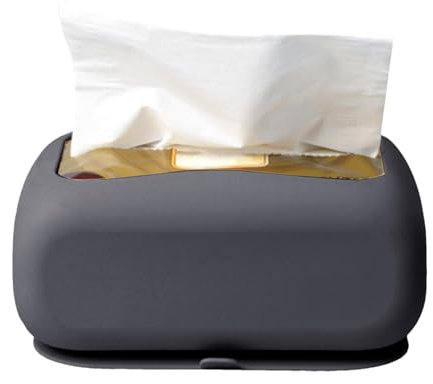Cosmetic Tissue Holder, Tissue Box with Suction Cup, Silicone Tissue Box Holder with Suction Cup Base - Tissue Dispenser, Rectangular Tissue Organiser with Wide Opening for Living Room, Car, Sleep
