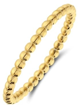 Lucardi - Damen Vergoldeter Edelstahlring mit Kugeln, 1,5mm