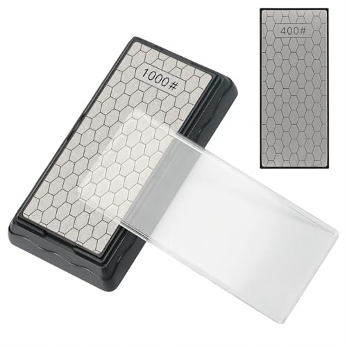 KTHZI Double Sided Knife Sharpener Diamond Sharpening Stones Whetstone Plate for Knives Scissor Wet Stone (400/1000 Grit,162 x 74 mm)