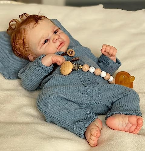 ROSHUAN Reborn-Baby-Puppen Junge 17 Zoll 45 cm Ganzkörper-Silikon-Vinyl Anatomisch Korrekte Baby-Puppen, Die Wie Das Echte Leben Aussehen Bebe Junge Augen Offen Für Kinder 3+