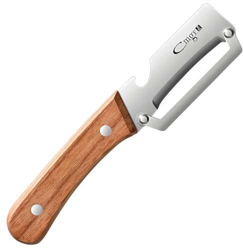 ANMIOU Premium Vegetable Peeler with Wooden Handle and Bottle Opener Stainless Steel Blade Kitchen Tool for Fruit Apple Potato Pumpkin Papaya Zucchini