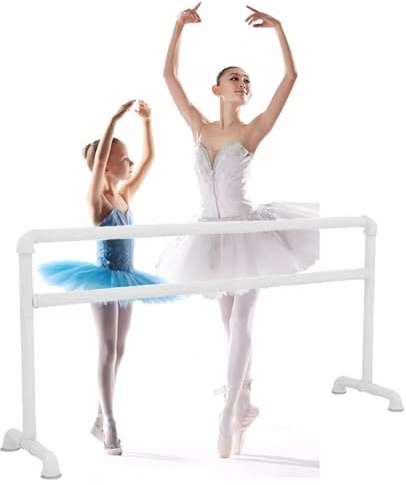 Ballettstange für den Haushalt, Ballettstange aus Stahl, Tanzstöcke für Erwachsene und Kinder, geeignet für Tanzstudios, Schulen, Pilates, 1,2 m, Weiß