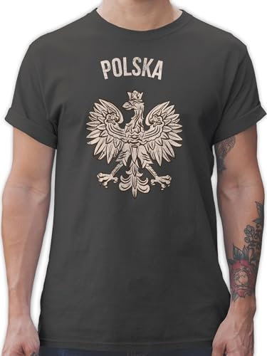 T-Shirt Herren - Fußball EM WM - Germany Vintage Flagge - XL - Dunkelgrau - Deutschland-t-Shirt Fussball Shirt männer Europameisterschaft German Tshirt Deutschland fussballtrikot fu Ball Germania