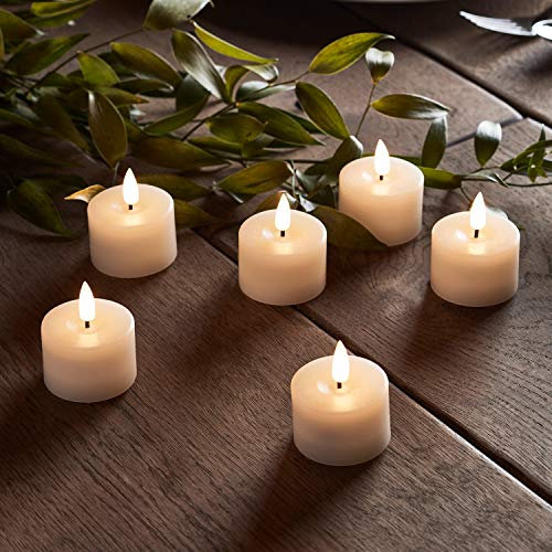 Lights4fun Set of 6 TruGlow® Battery Operated LED Flameless Tea Light Candles Real Ivory Wax with Flickering Flame for Home Weddings Parties & Seasonal Decor