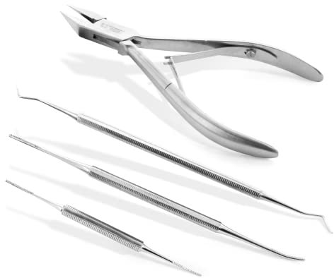 Otto Herder Manicure Pediküre Set aus Nagelzange, Eckenfeilen und Eckenheber, gegen eingewachsene Zehennägel, professionelles Nagelpflegeset aus Edelstahl