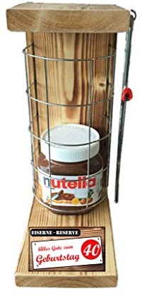 Geburtstag Geschenk Nutella 450g Glas Geschenk 40 Geburtstag Eiserne Reserve Gitter incl. Säge Geschenke Set zum 40. Geburtstag Text rot: Alles Gute zum 40. Geburtstag