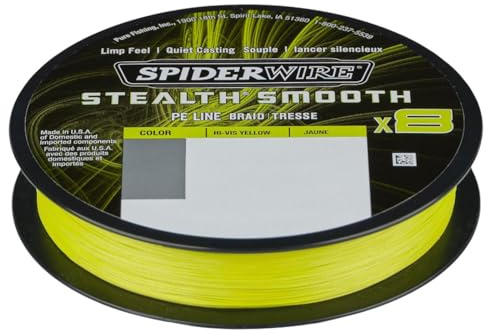 Spiderwire Stealth Smooth 8 New 2020, 150m, Yellow, 8-Fach geflochtene Schnur mit Mikrobeschichtung, 0,06mm - 0,39mm, 5,4kg - 46,3kg, Abriebfest (150, 0,07mm - 6,0kg)