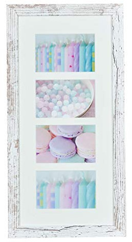 levandeo Bilderrahmen 28x54cm Weiß Braun 10x15cm 4 Fotos Shabby Chic Vintage Fotorahmen Galerie Glas Wohndeko Einrichtung Wanddeko