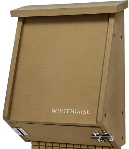 WHITEHORSE Fledermaushaus für draußen - 4-Kammer-Fledermausbox - Zedernfledermausboxen für draußen - Mücken loswerden während der Unterstützung von Fledermäusen (Braun)