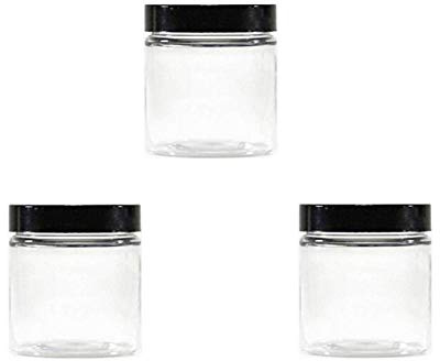 3 Pcs 250 ML / 8 oz Pot cosmétique en Plastique Transparent avec Couvercle Noir Rechargeable Bouteille de crème Vide Pots déchantillons Conteneur de Stockage de Lotion pour pommade émolliente
