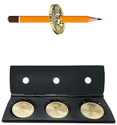 ProTriXX Pierced Coins in Euro-Version | Geliehene Münzen durchdringen | Penetration Coin | Pencil Thru Coin | Party-Zaubertrick Münzen-Durchdringung für Einsteiger
