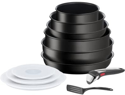 Tefal Ingenio Eco Resist On L7679002 - Pentole impilabili a induzione, facile da pulire, antiaderente, indicatore di inizio cottura, cottura sana