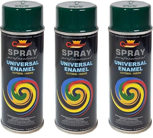 VE-INDUSTRIES Lackspray nach RAL 3er Sparpack Spraydose 400ml Buntlack für Holz, Metall (6009 Tannengrün)