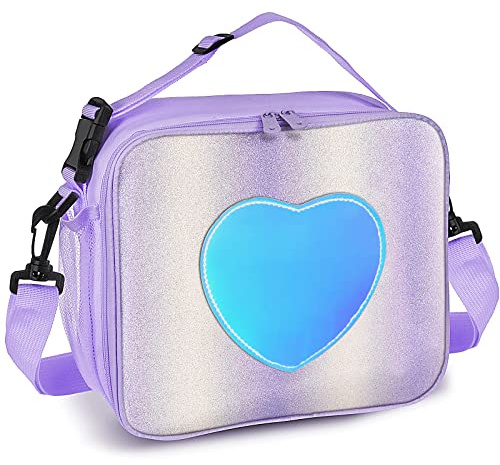 IWTTWY Lunch Bag Insulated Lunch Box for Girls - Rainbow Tote Bag Leakproof | Thermal Reusable Cooler Picnic Bag for Women School Office Outdoor, Purple
