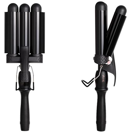 Mermade Hair PRO Waver 32mm Black – 3 Barrel Hair Waver for Women, Triple Barrel for Mermaid Waves, Beach Waves Hair Curler for Long & Medium Hair