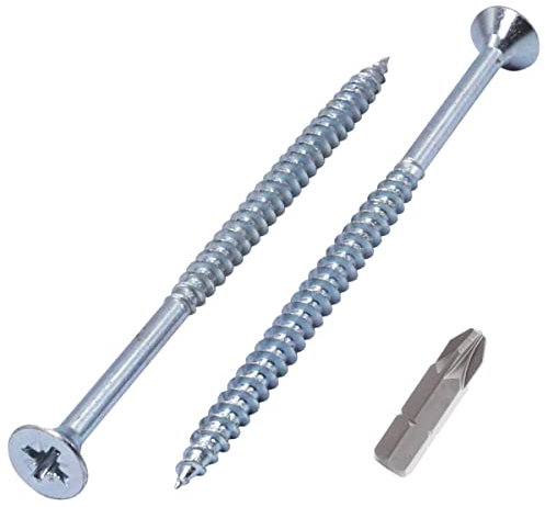 SKIR'CO (20 pezzi) Viti in acciaio zincato 5,0 x 90 mm argento legno viti truciolare, filettatura parziale, testa svasata Pozidriv