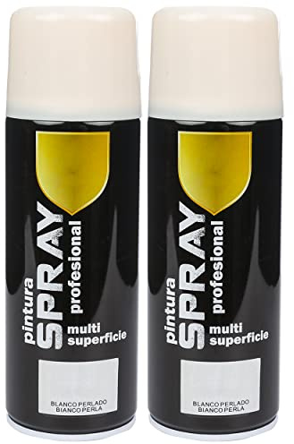 Etrexonline Pintura Spray Multicolor Profesional 400ml Adecuado Metal Madera y Plástico - Color Blanco Perla (Paquete de 2)