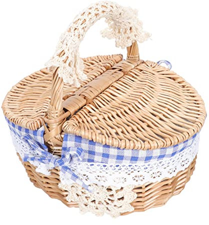 Cabilock Rattan Aufbewahrungskorb Mit Deckel Für Außenbereich Geflochtener Korb Für Snacks Und Kleinigkeiten Haushalts-schreibtischkorb Für Ländliche Dekoration