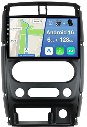 YUNTX [6GB+128GB] Autoradio 2 DIN Android 16 per Suzuki Jimny 2007-2015-[Incorporato Carplay/Android Auto/DSP/GPS]-IPS 2.5D 9 Touch Screen-Camera+MIC-DAB/Mirror Link/Bluetooth 5.0/WiFi/USB/4G