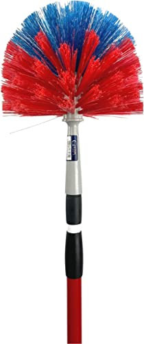 Synx Tools Sfera per rabbia Rosso/Blu - Ragnatela con manico telescopico 175 cm – Sfera estendibile – Plumeaus – Pulizia – Spugna - Duster