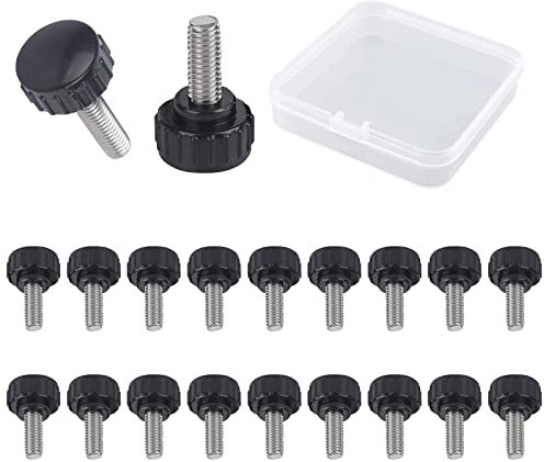 MOROBOR Lot de 20 vis moletées M4 x 15 mm en acier inoxydable fileté avec étui de rangement