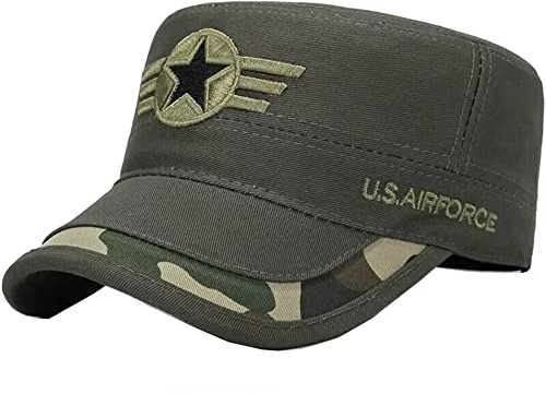 QICHEN Vintage Armée Style Casquette Plat Top Cotton Militaire Casquette Baseball pour Homme