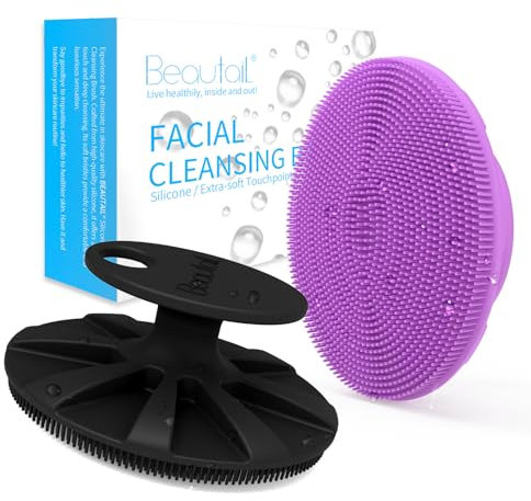 BEAUTAIL Limpiador facial de silicona, 2 unidades, cepillo de limpieza facial manual, exfoliante facial suave para pieles sensibles, cepillo exfoliante para el cuidado de la piel para hombres y