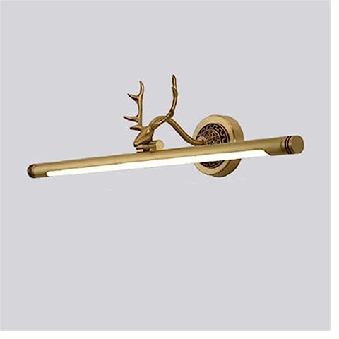 Luce frontale a specchio a LED in rame Vintage Deer Lampada da toeletta for bagno Lampada da parete regolabile for toeletta Lampada da parete rustica for specchio da bagno Camera da letto Toilette Toe