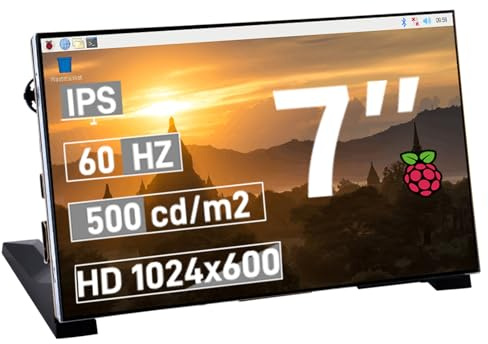 GeeekPi 7 Pouces LCD Écran pour Raspberry Pi, 1024x600 IPS LCD Display, HDMI Portable Monitor pour Raspberry Pi 5/Pi 4B/3B+/3B/B+/Zero/400, Win11/10/8/7, Banana Pi M5/M2 Zero, Free Driver