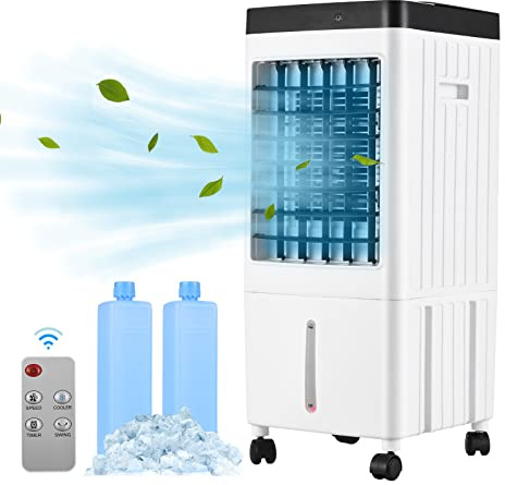Irfora Ventilador de refrigeración con temporizador de 7,5 horas y mando a | Depósito de agua de 10 litros de alta eficiencia, 3 niveles de ventilación
