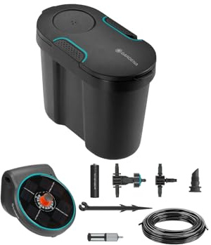 Gardena 8143 - Aspersor Turbo Drive de 4,800 pies cuadrados sobre base de trineo ponderada 13301-25.000.00 Aquabloom, riego de plantas, color negro