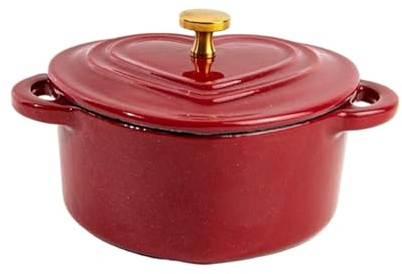 LVYUDS Herzform Dutch Oven, Emailliert Gusseisen Topf Doppelte Griffe Induktion Kocher Kompatibel Geeignet Suppe Eintopf Ideal Geschenk für Köche (Color : Red, Size : HEART SHAPE_2.4L)