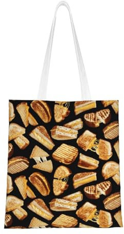 Wykjtwo Sándwiches de queso asado,Bolso de mano Bolso de lona Bolso de compras Bolsas de comestibles, Bolsos de hombro de lona multiusos