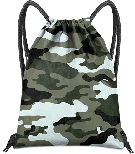 BHAHB Mochila con cordón para bolsa de cuerda, impermeable, bonita para deportes, playa, natación, viajes (13 x 17 pulgadas), Z36-camuflaje verde, Talla única, A