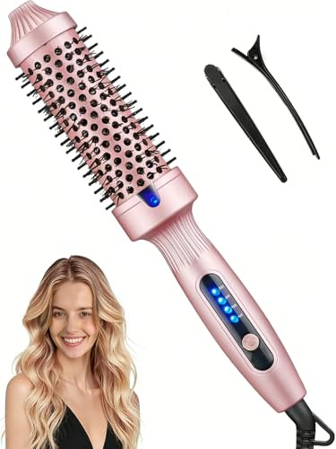 DSGKUU Thermobürste, Warmluftbürste Thermal Brush, Wärmebürste Rundbürste mit Temperaturstufen,Tourmalin-Keramik Haarcurler Keramik Beschichtung, 38mm Lockenwickler