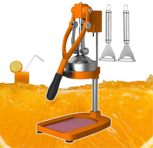 forplubossmmp Exprimidor Y Triturador Manual De Cítricos, Exprimidor De Naranjas Manual para Uso Profesional En Restaurantes O En Casa, Extracción Rápida De Jugo, 7X9,8X19 Pulgadas,Orange