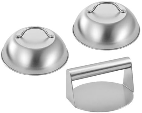 Set di 3 pressa per hamburger, per grigliare hamburger, formaggio, coperchio per fondere il formaggio, accessorio professionale