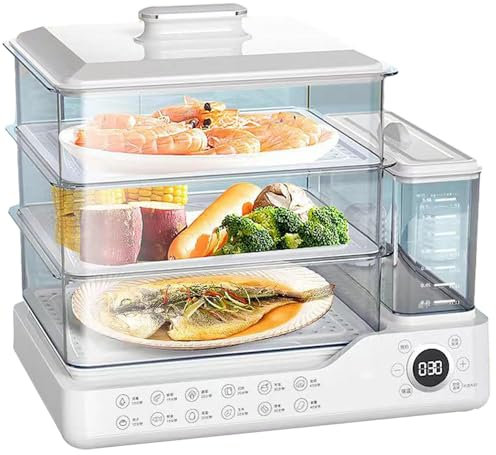 WOTZOV Cuiseur Vapeur électrique, Machine à Petit-déjeuner Domestique 24 l, écran Tactile, avec cuiseur Vapeur en Acier Inoxydable, Convient pour la Cuisson du Petit-déjeuner, d