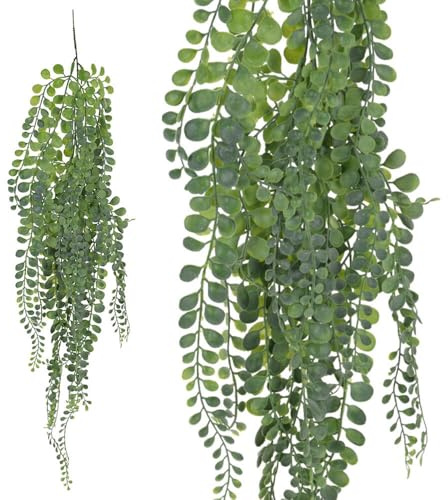 Murago - Künstliche Eukalyptus Hängepflanze ca.75cm - hängend Outdoor Pflanzen Girlande Kunstpflanzen Grün Tischdeko Garten Badezimmer Deko künstliche Kletterpflanze Grünpflanzen Kunststoff