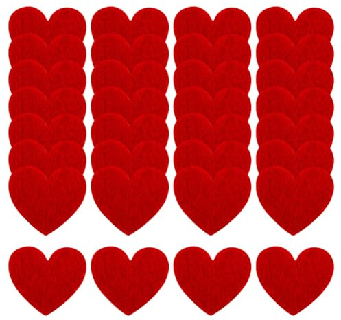 JIHUOO 100 Stück 3 cm rote Filzherzen Valentinstag Filzherzen Basteln Herz Verzierungen Scrapbooking Herz Ausschnitte Nähen Herz Applikationen Filz Liebe Dekorationen