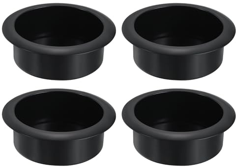 sourcing map 4 Pcs Plastic Drop-in Cup, 1.38 x 4.25 Drink Can Holder Poker Table Cup Holder Insert for Sofa Boat Car Marine, Black
