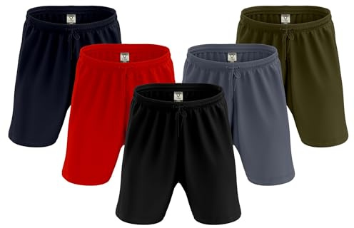 TORO ACTIVA Pack of 3/5 Men Active Wear Shorts Workout Pocket Side Adjustable Waist Draw String Cord Running Gym Training Shorts Lightweight