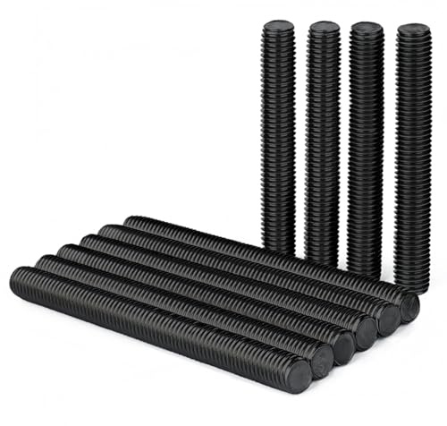 Drenky 10 Stück Gewindestifte Schwarz M6x80mm Edelstahl A2 V2A Gewindestangen DIN976 Hochfeste Gewindestäbe Metrisch vollständiges Gewinde für Industrie-Schraubverbindungen